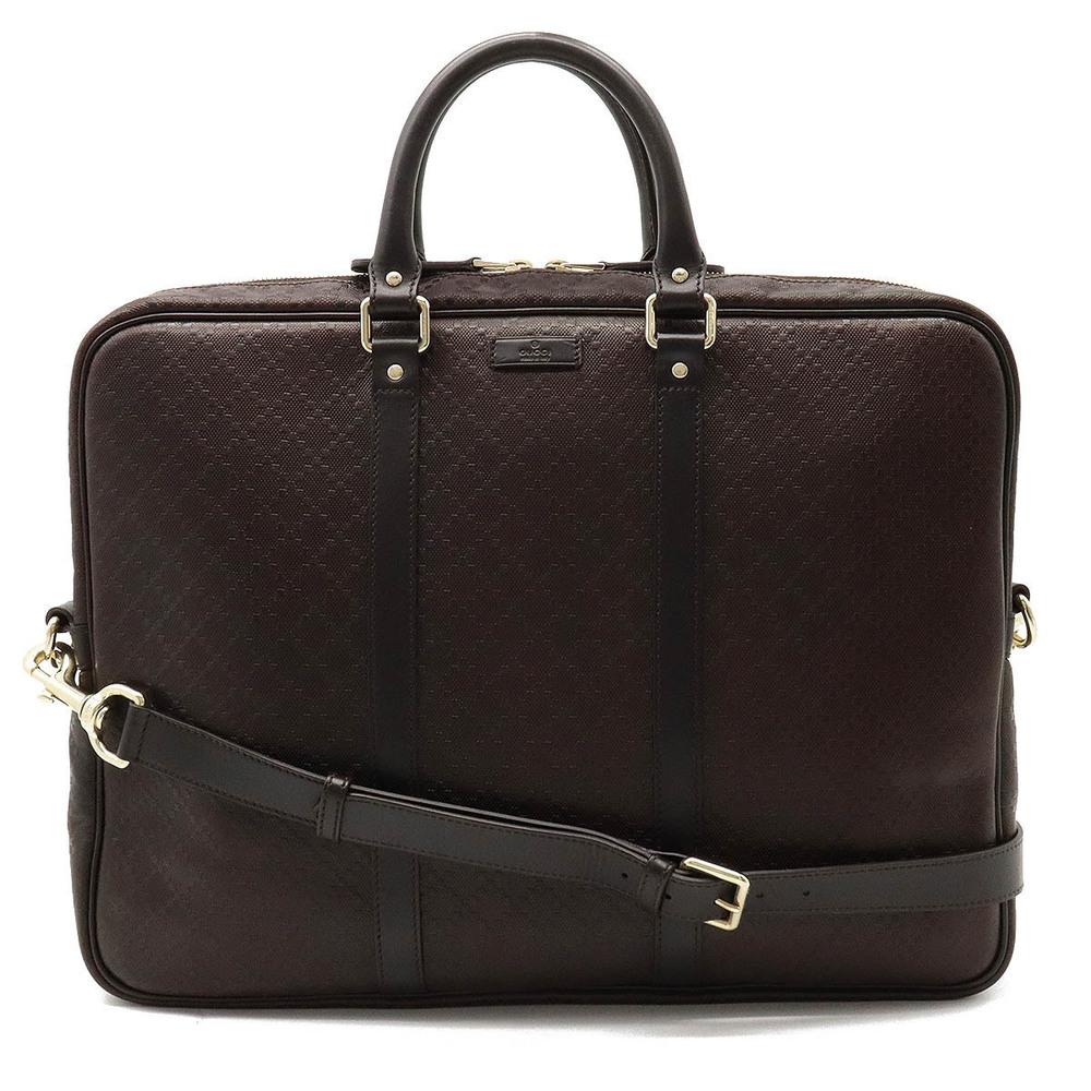 Gucci Diamante Business Bag Briefcase Shoulder Leather Dark Brown